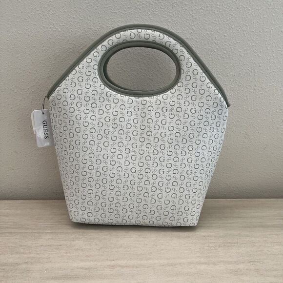 GUESS Lunch Tote BAG Sage/White Junction Travel PU Leather - Picture 4 of 9